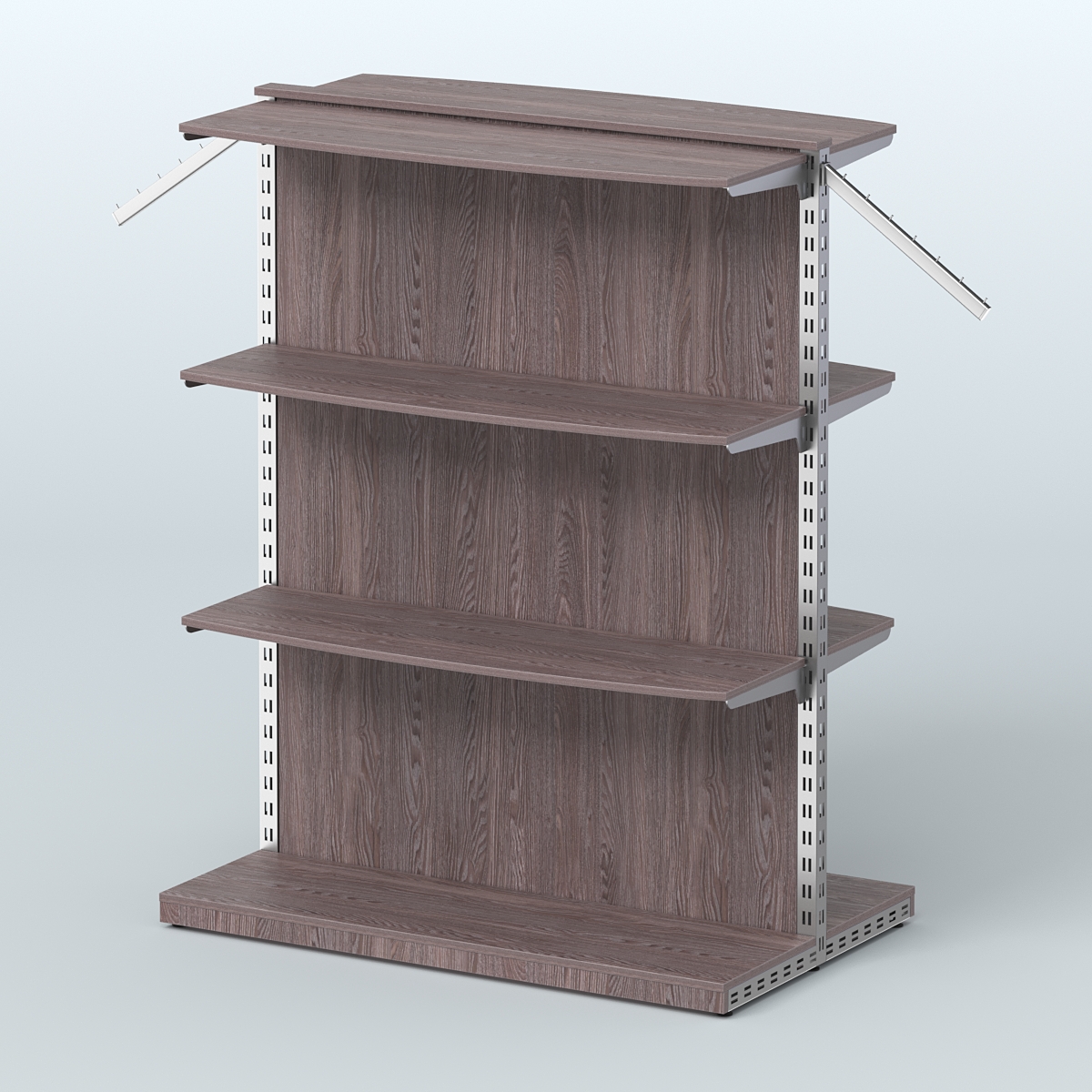 Система ЭЛЕГАНТ островная с задней стенкой и шестью закругленными полками ДСП №15 Ясень Анкор темный