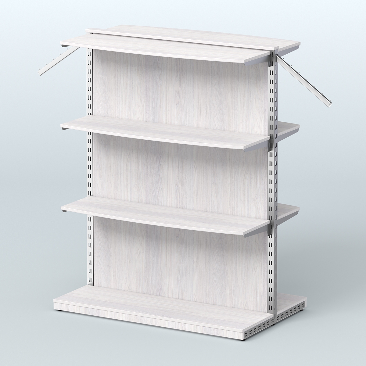 Система ЭЛЕГАНТ островная с задней стенкой и шестью закругленными полками ДСП №15 Ясень Анкор светлый