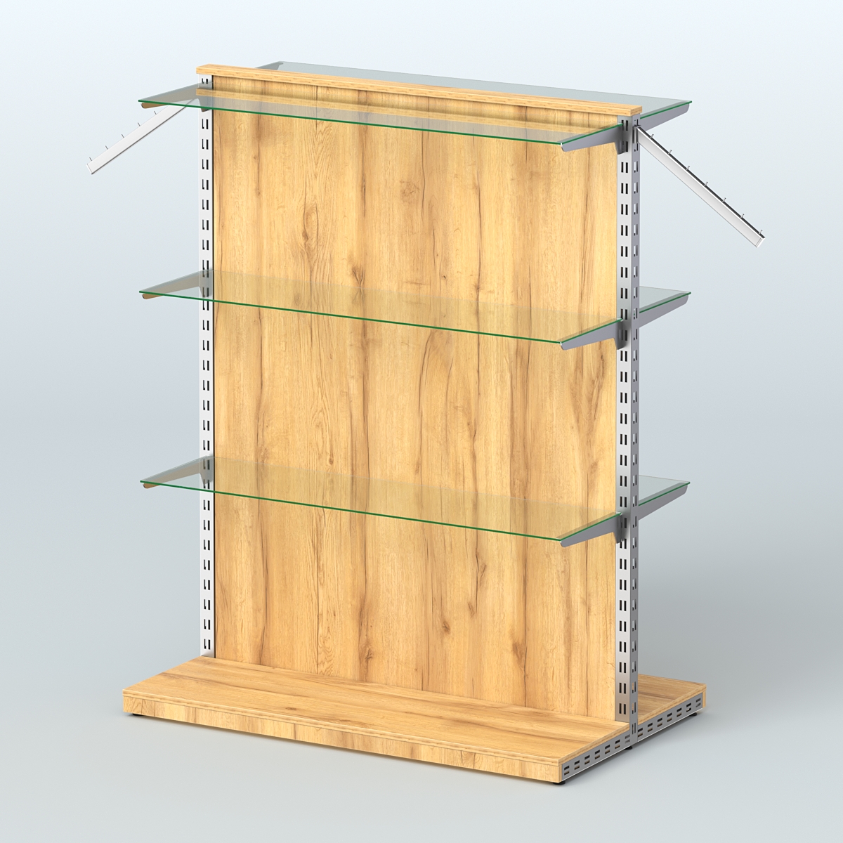 Система ЭЛЕГАНТ островная с ДСП и шестью полками из стекла №16 Дуб Золотистый