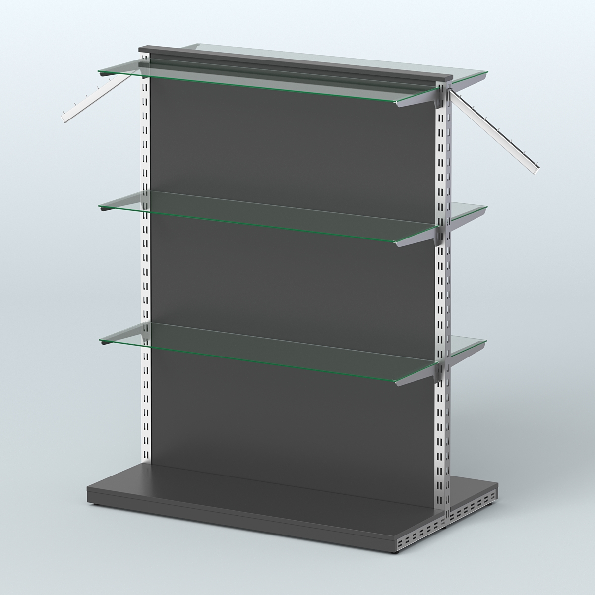 Система ЭЛЕГАНТ островная с ДСП и шестью полками из стекла №16 Черный