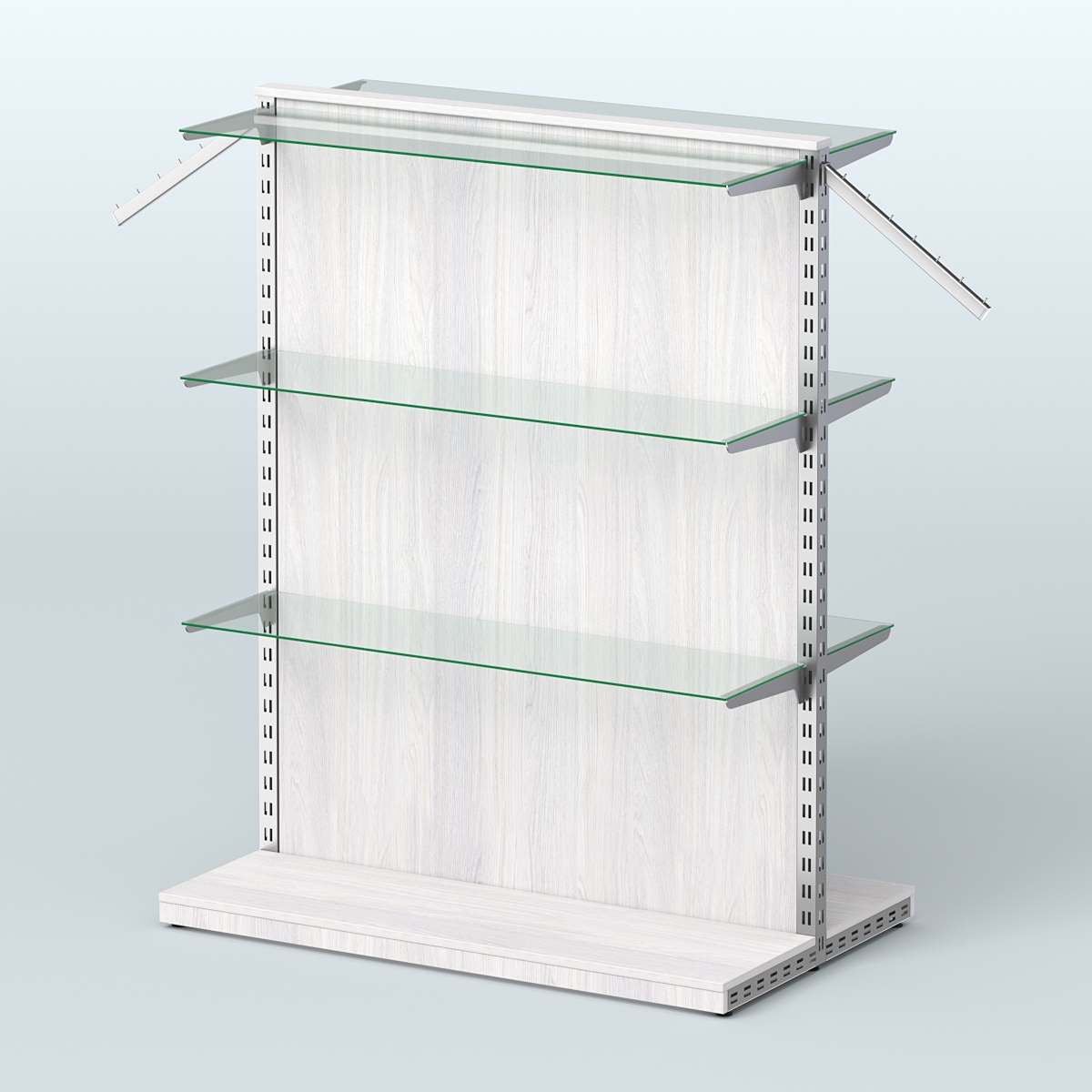 Система ЭЛЕГАНТ островная с ДСП и шестью полками из стекла №16 Ясень Анкор светлый