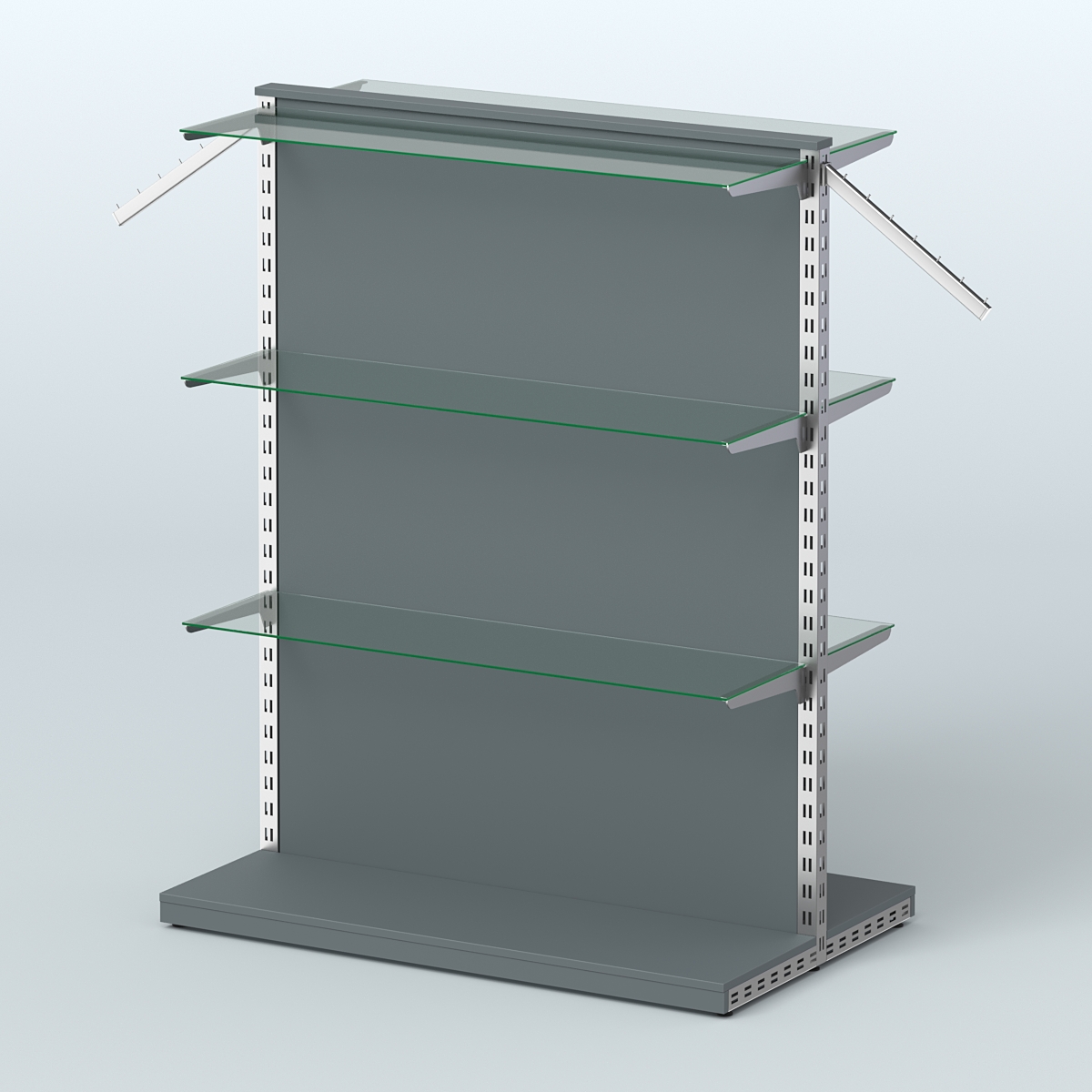 Система ЭЛЕГАНТ островная с ДСП и шестью полками из стекла №16 Темно-Серый