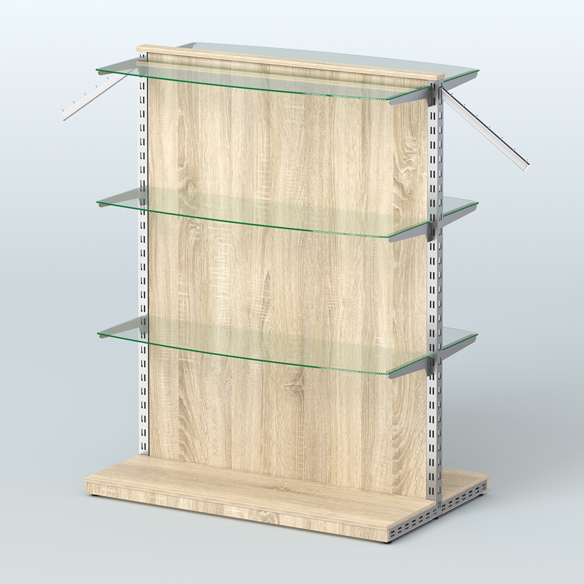 Система ЭЛЕГАНТ островная с ДСП и шестью закругленными прозрачными полками №17 Дуб сонома