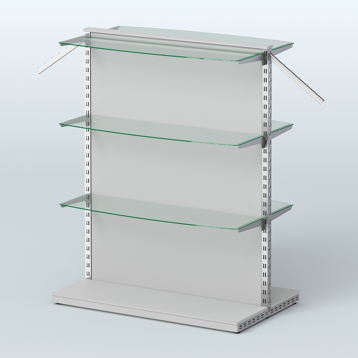 Система ЭЛЕГАНТ островная с ДСП и шестью закругленными прозрачными полками №17 Серый