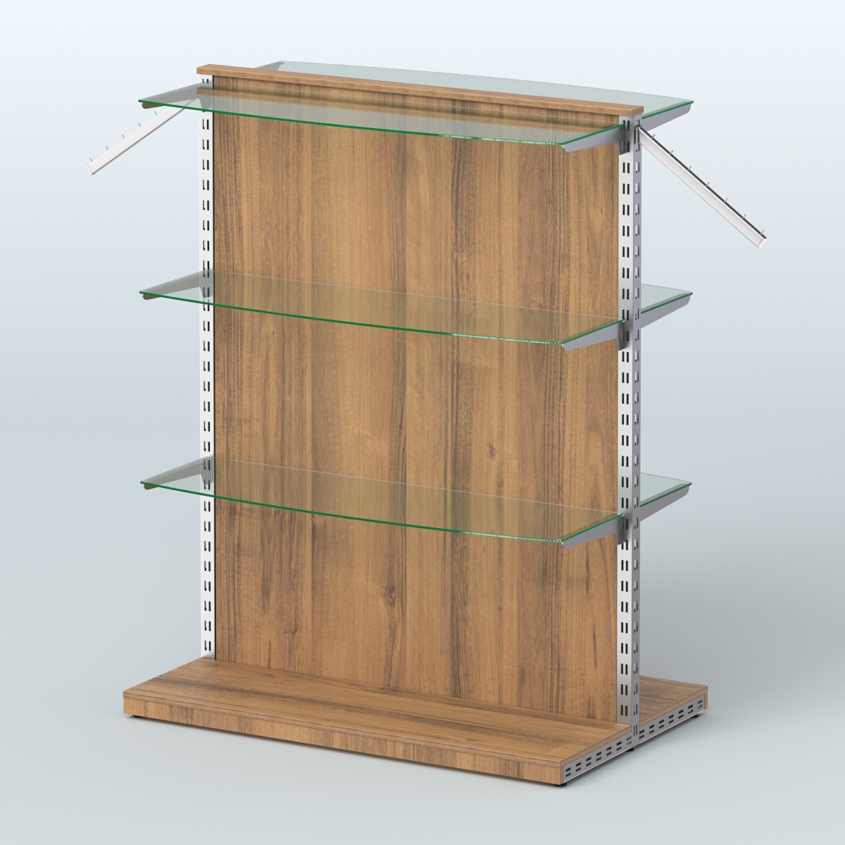 Система ЭЛЕГАНТ островная с ДСП и шестью закругленными прозрачными полками №17 Орех