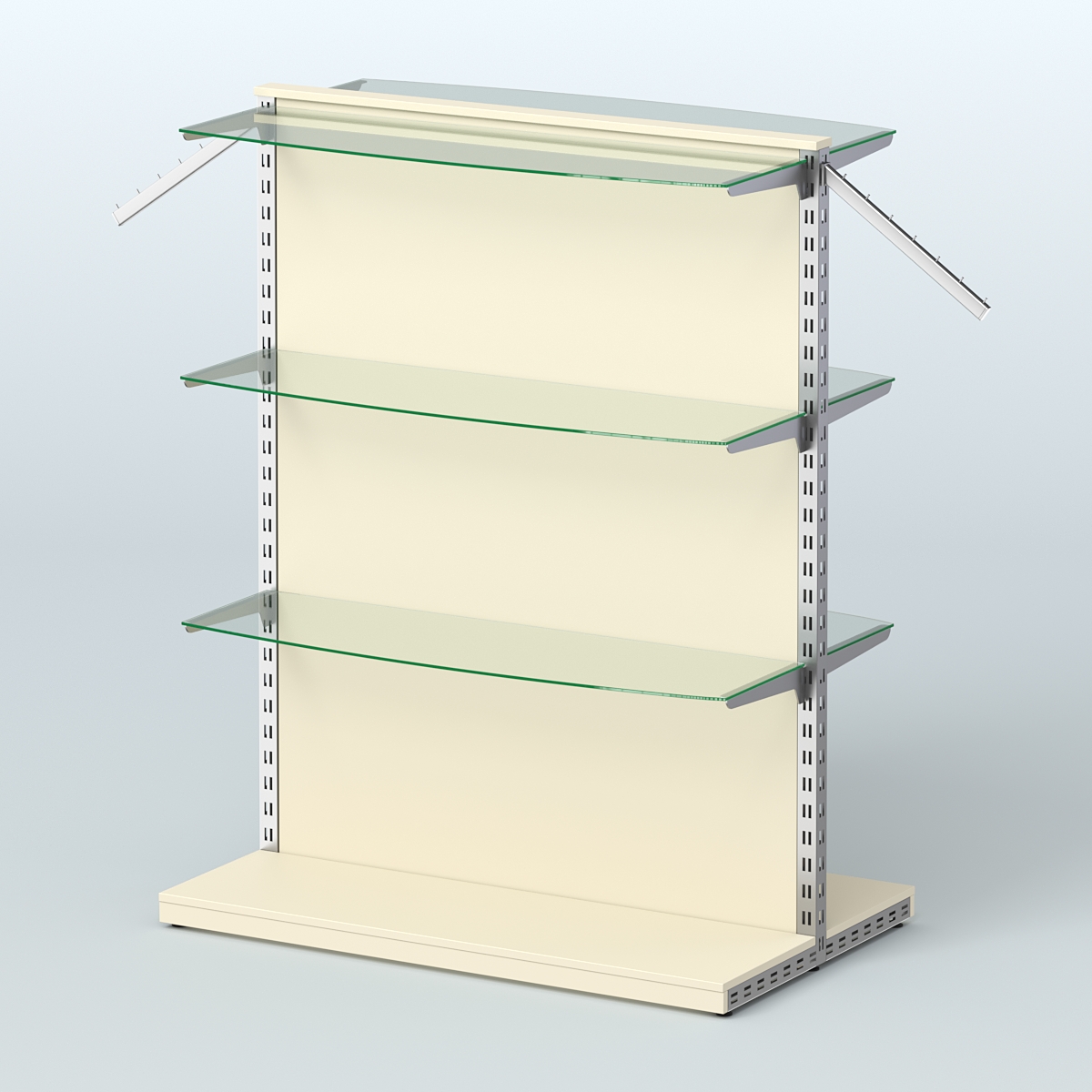 Система ЭЛЕГАНТ островная с ДСП и шестью закругленными прозрачными полками №17 Крем Вайс