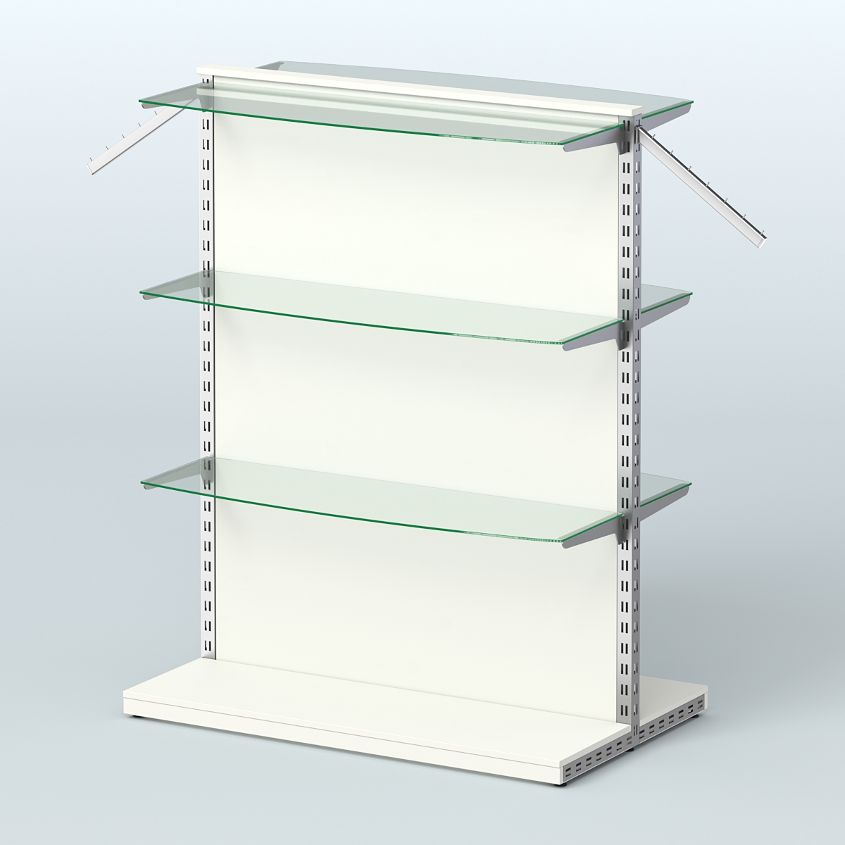 Система ЭЛЕГАНТ островная с ДСП и шестью закругленными прозрачными полками №17 Белый