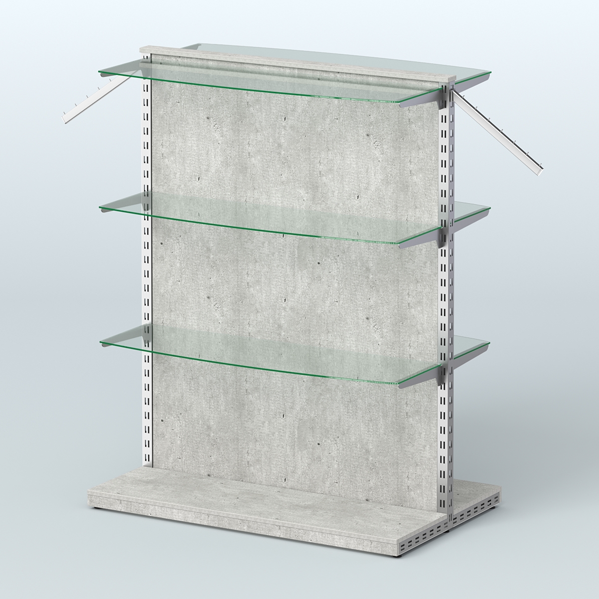 Система ЭЛЕГАНТ островная с ДСП и шестью закругленными прозрачными полками №17 Метрополитан Грей