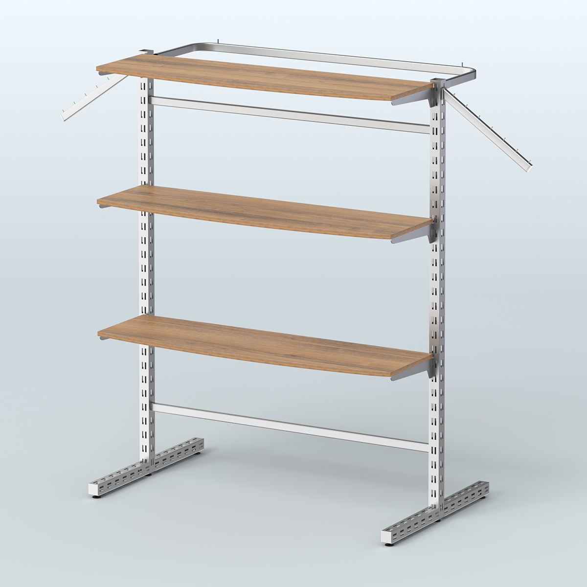 Система ЭЛЕГАНТ островная с полками ДСП и хромированным поручнем №13г Орех