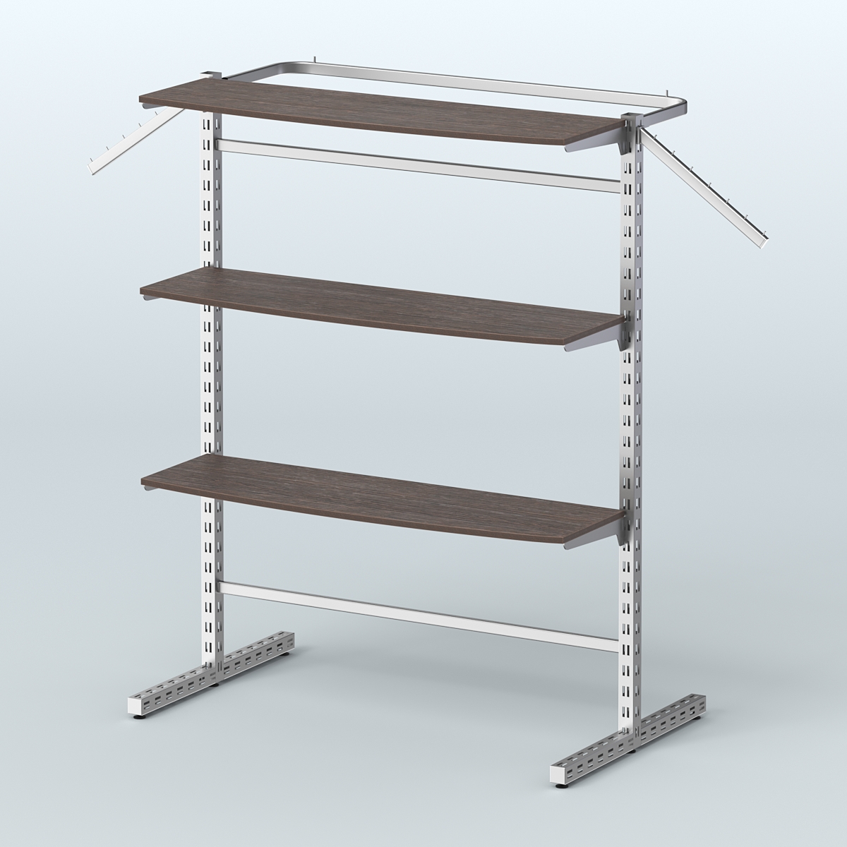 Система ЭЛЕГАНТ островная с полками ДСП и хромированным поручнем №13г Дуб Венге