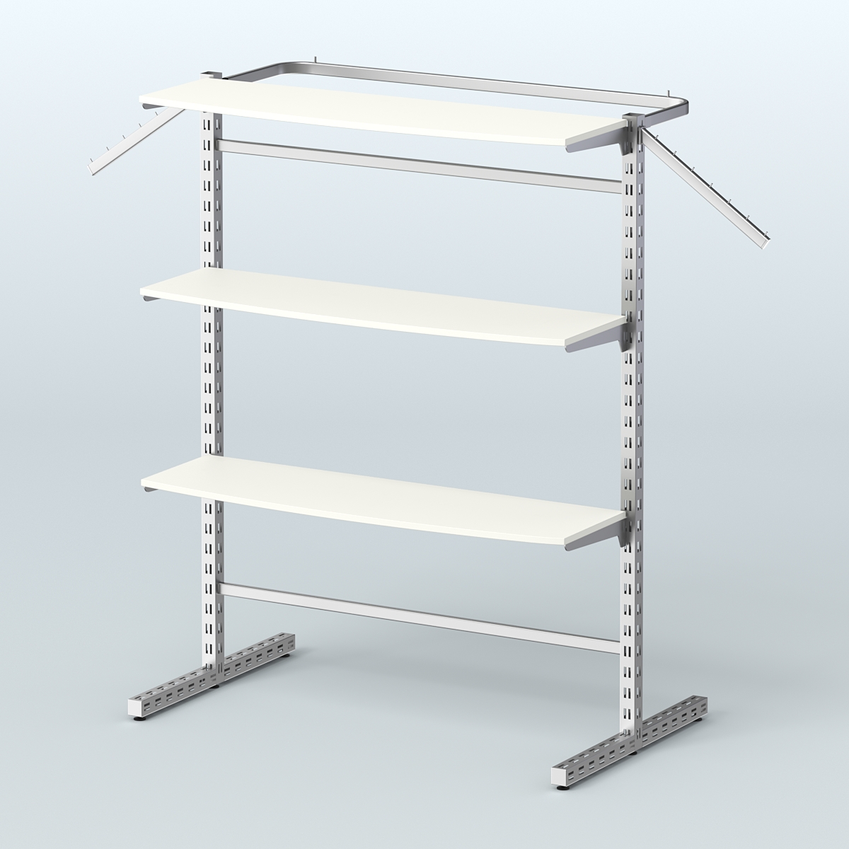 Система ЭЛЕГАНТ островная с полками ДСП и хромированным поручнем №13г Белый