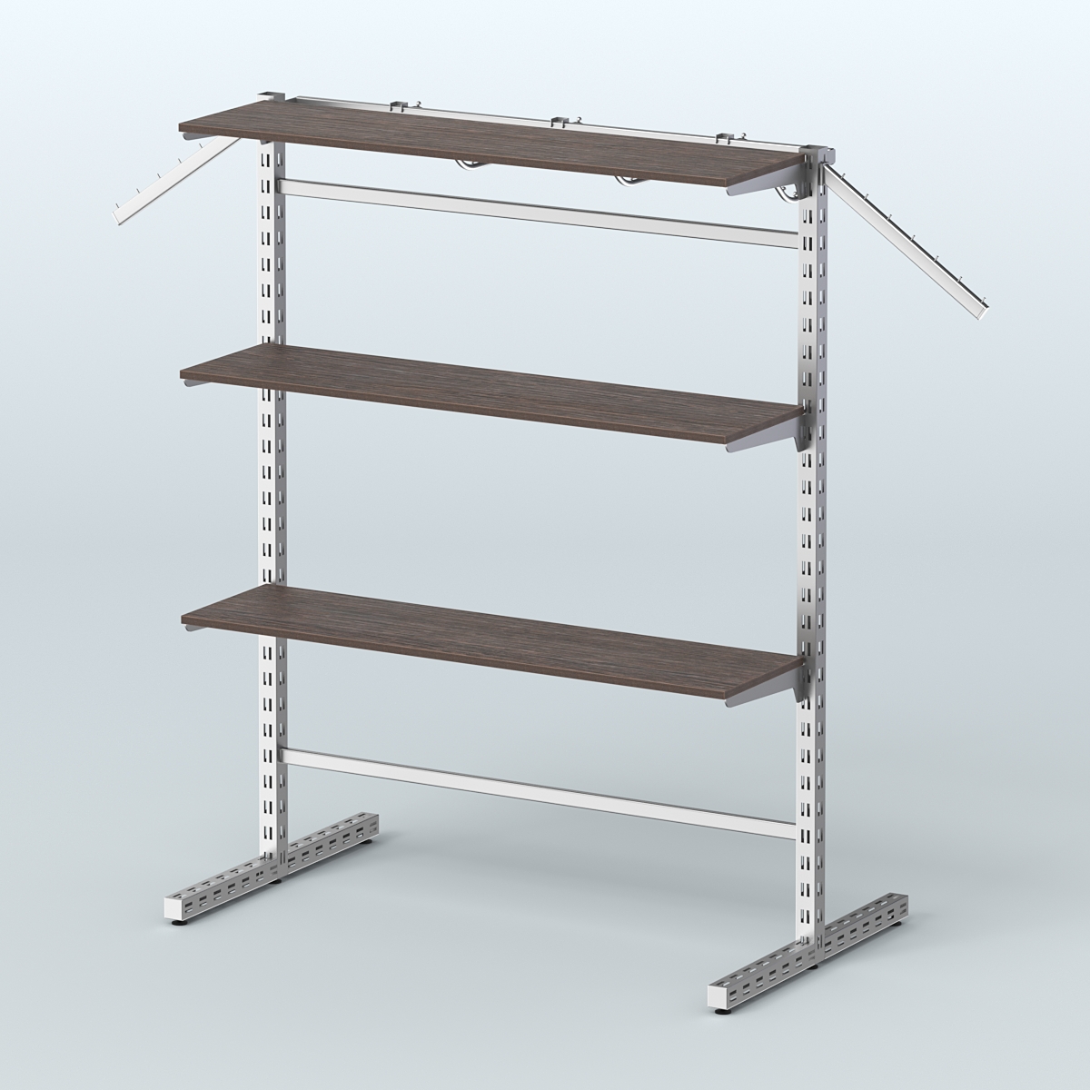 Система ЭЛЕГАНТ островная с полками ДСП и Т-образными стойками №15б Дуб Венге