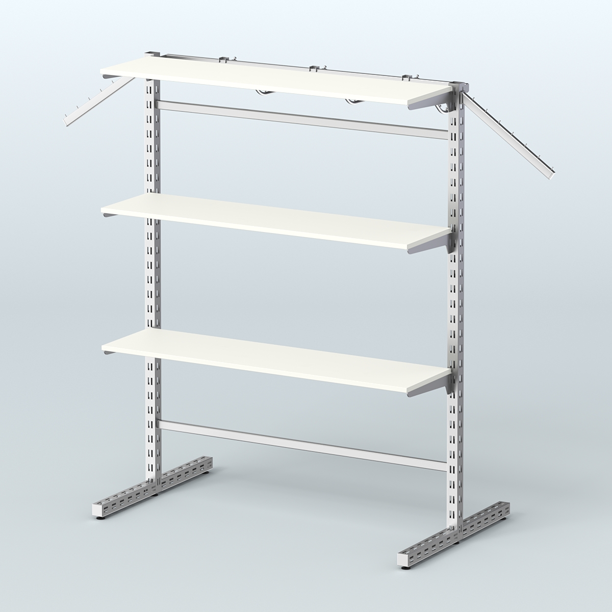 Система ЭЛЕГАНТ островная с полками ДСП и Т-образными стойками №15б Белый