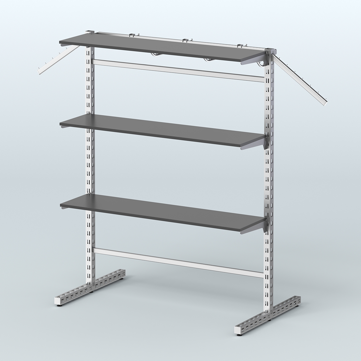 Система ЭЛЕГАНТ островная с полками ДСП и Т-образными стойками №15б Черный