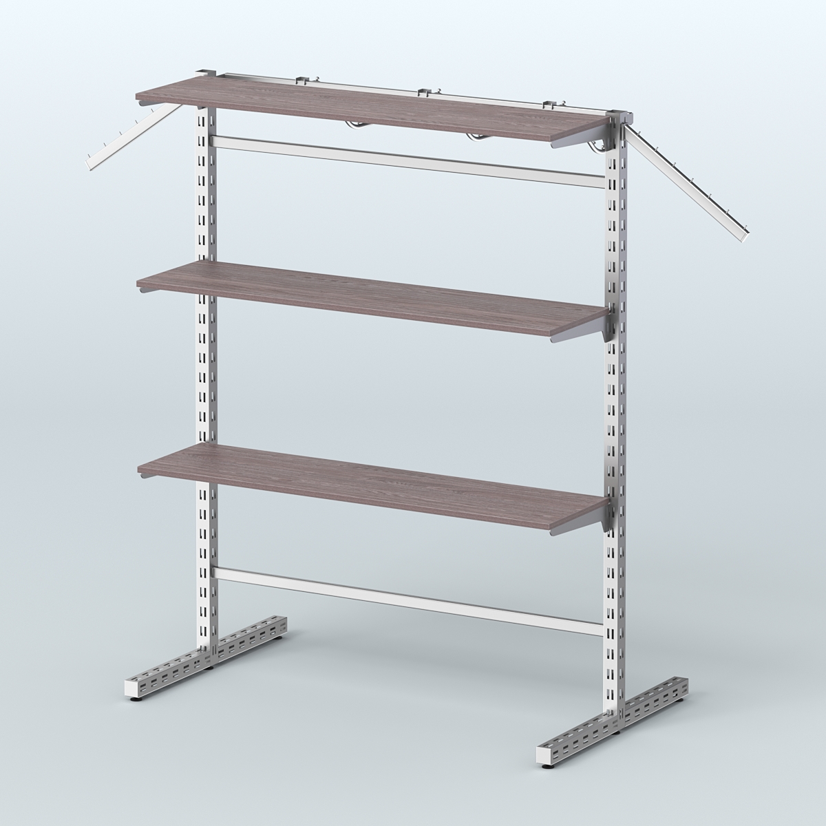 Система ЭЛЕГАНТ островная с полками ДСП и Т-образными стойками №15б Ясень Анкор темный