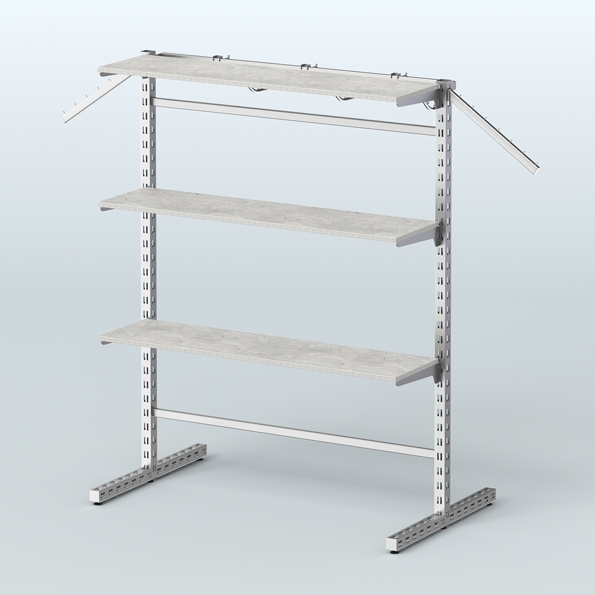 Система ЭЛЕГАНТ островная с полками ДСП и Т-образными стойками №15б Метрополитан Грей