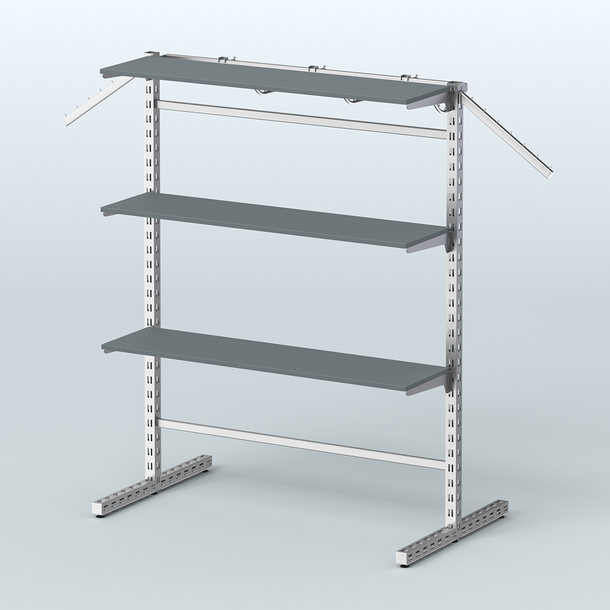 Система ЭЛЕГАНТ островная с полками ДСП и Т-образными стойками №15б Темно-Серый