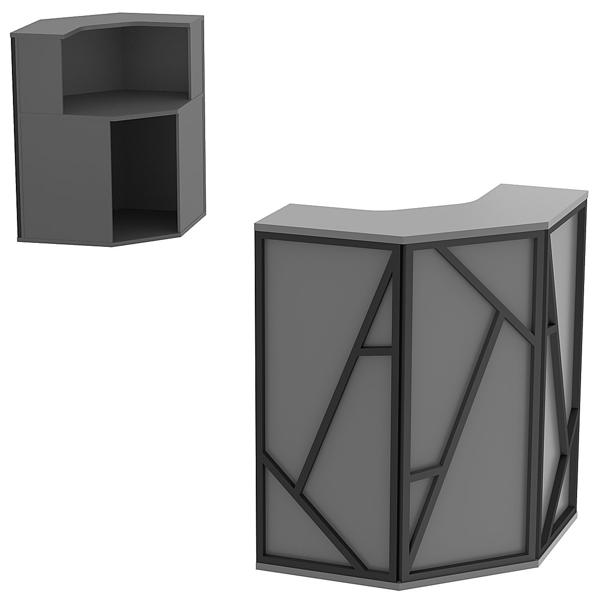 Ресепшен угловой серии ЛОФТ - АЛЬФА №3 (декор комбо) Темно-Серый