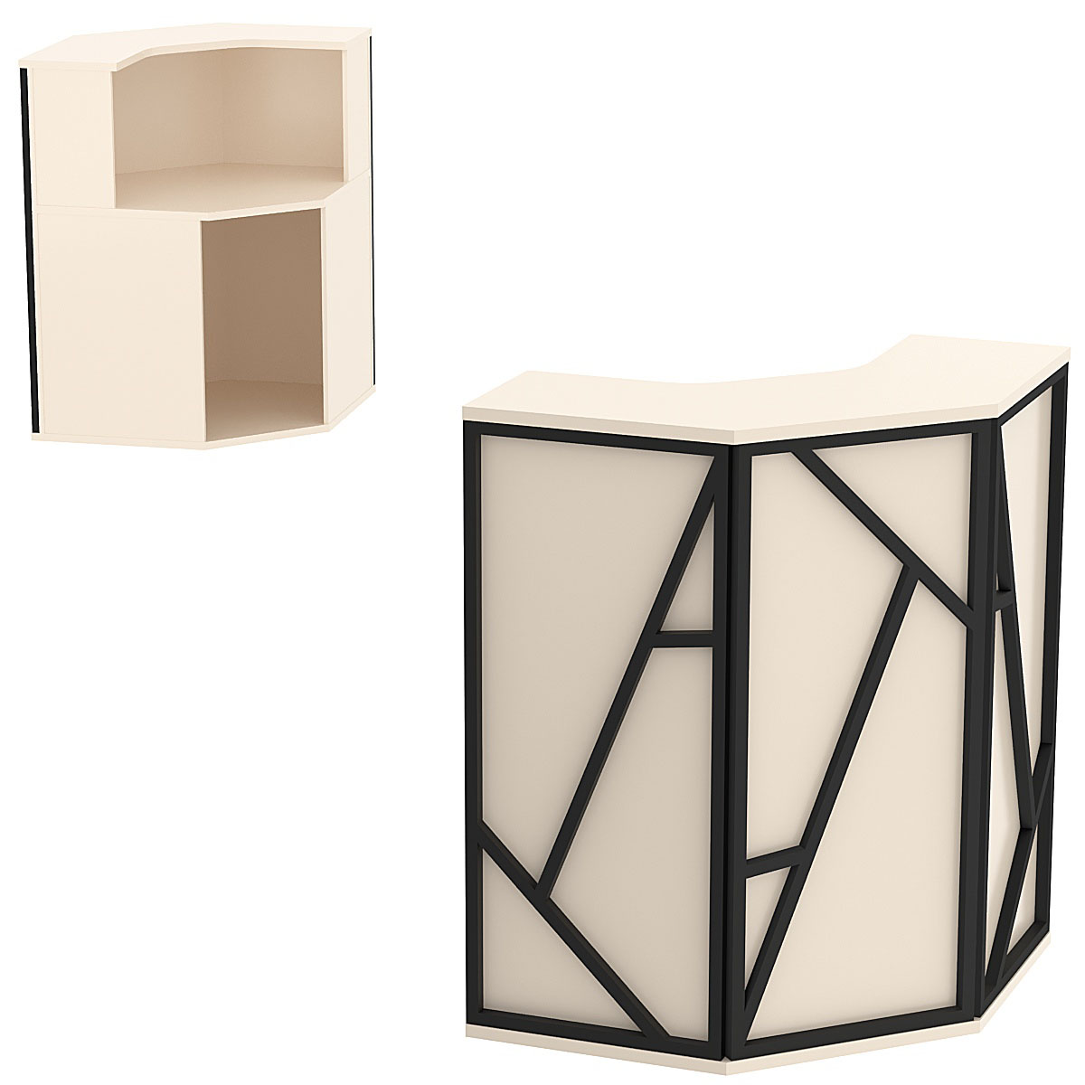 Ресепшен угловой серии ЛОФТ - АЛЬФА №3 (декор комбо) Крем Вайс