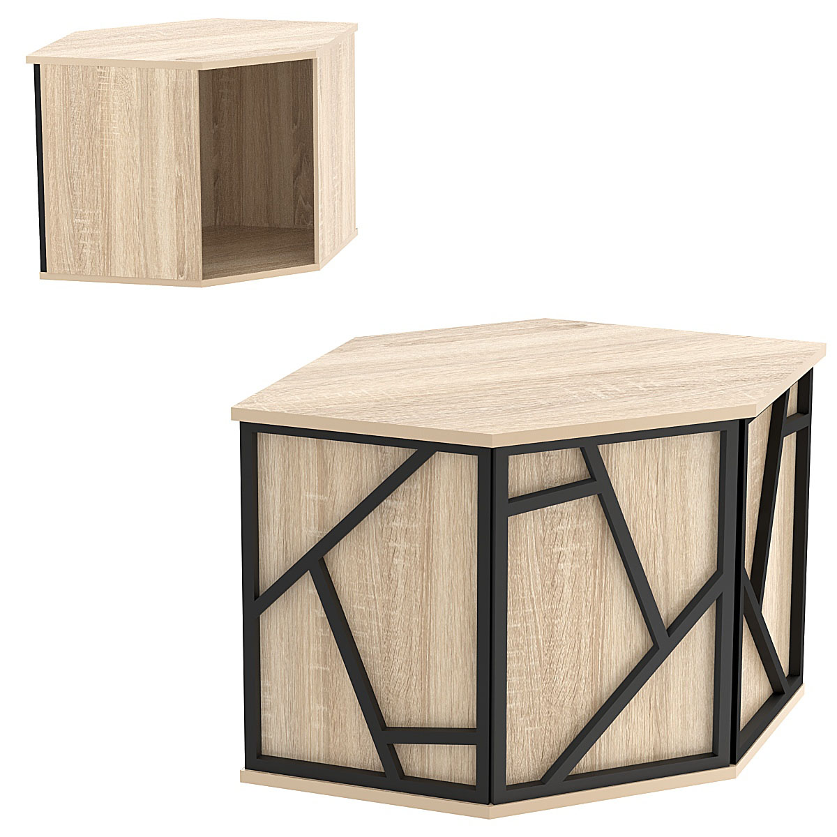 Ресепшен - стол угловой серии ЛОФТ - АЛЬФА №3 (декор комбо) Дуб сонома