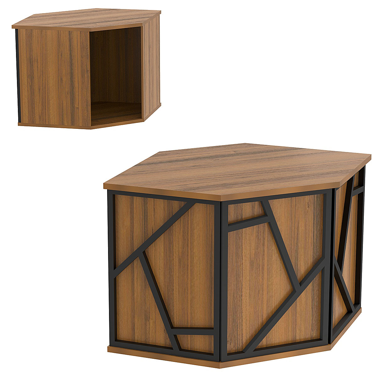 Ресепшен - стол угловой серии ЛОФТ - АЛЬФА №3 (декор комбо) Орех