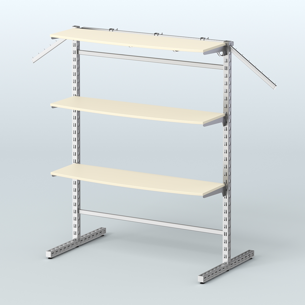 Система ЭЛЕГАНТ островная четырёх-сторонняя с полками ДСП №15г Крем Вайс