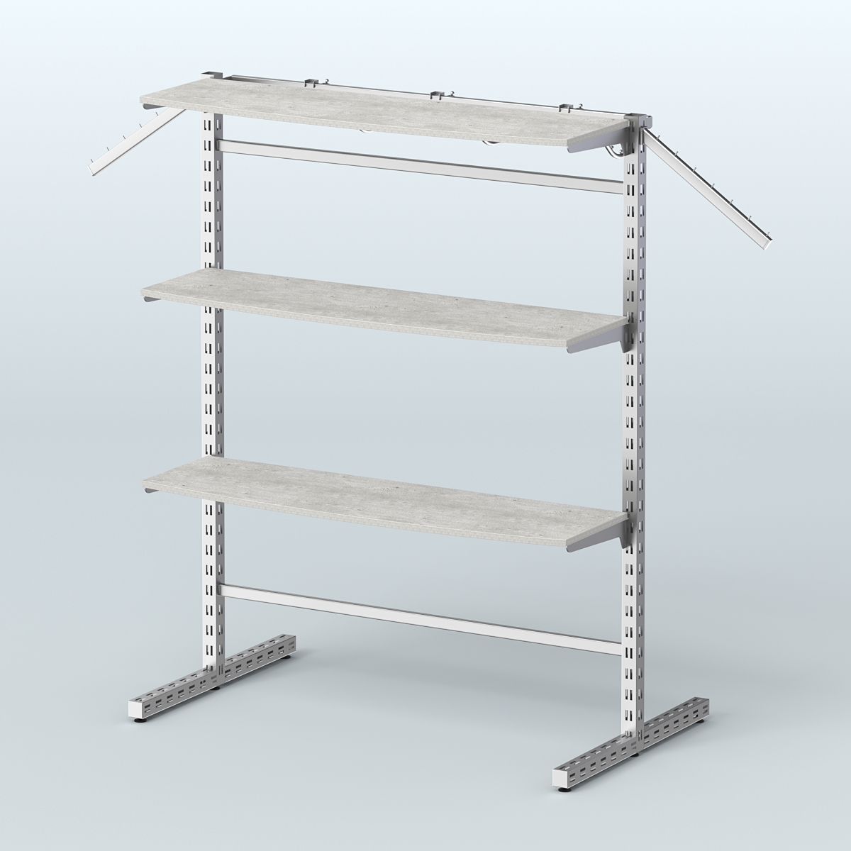 Система ЭЛЕГАНТ островная четырёх-сторонняя с полками ДСП №15г Метрополитан Грей