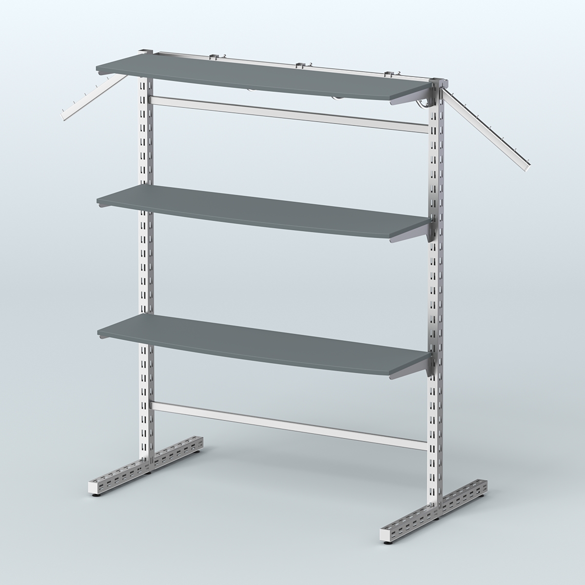 Система ЭЛЕГАНТ островная четырёх-сторонняя с полками ДСП №15г Темно-Серый