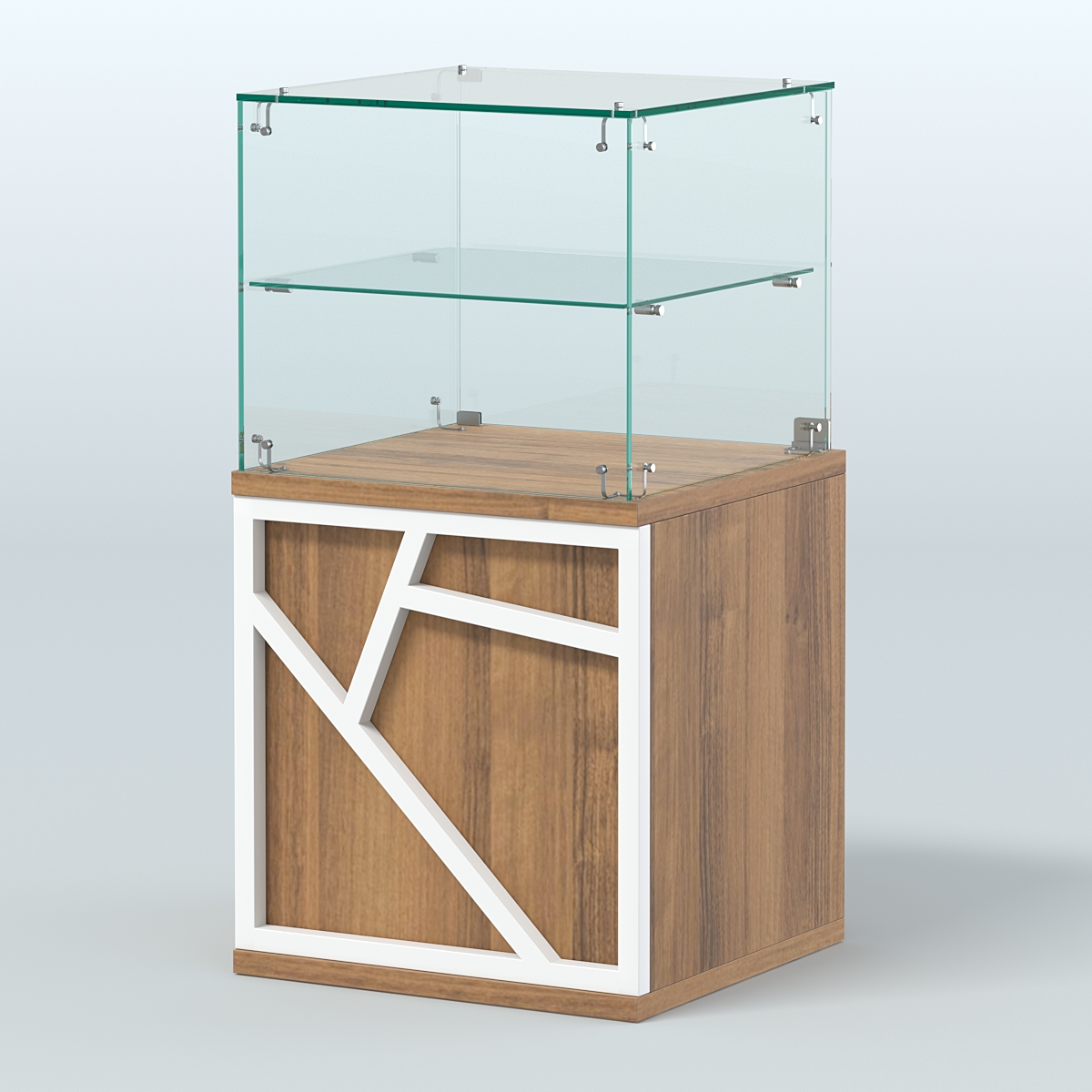 Прилавок с низким накопителем серии ЛОФТ - АЛЬФА №41 Орех + Белый
