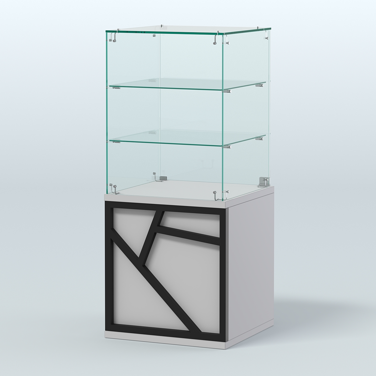 Прилавок низкий с двумя полками серии ЛОФТ - АЛЬФА №42 Серый