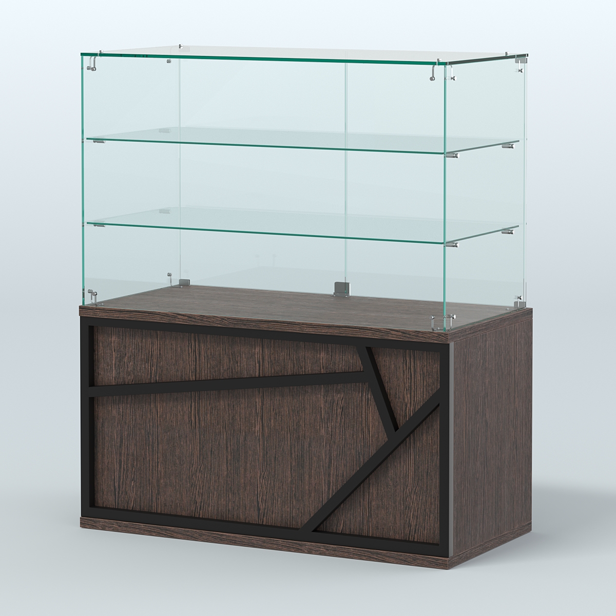 Торговый прилавок невысокий с двумя полками серии ЛОФТ - АЛЬФА №32 Дуб Венге