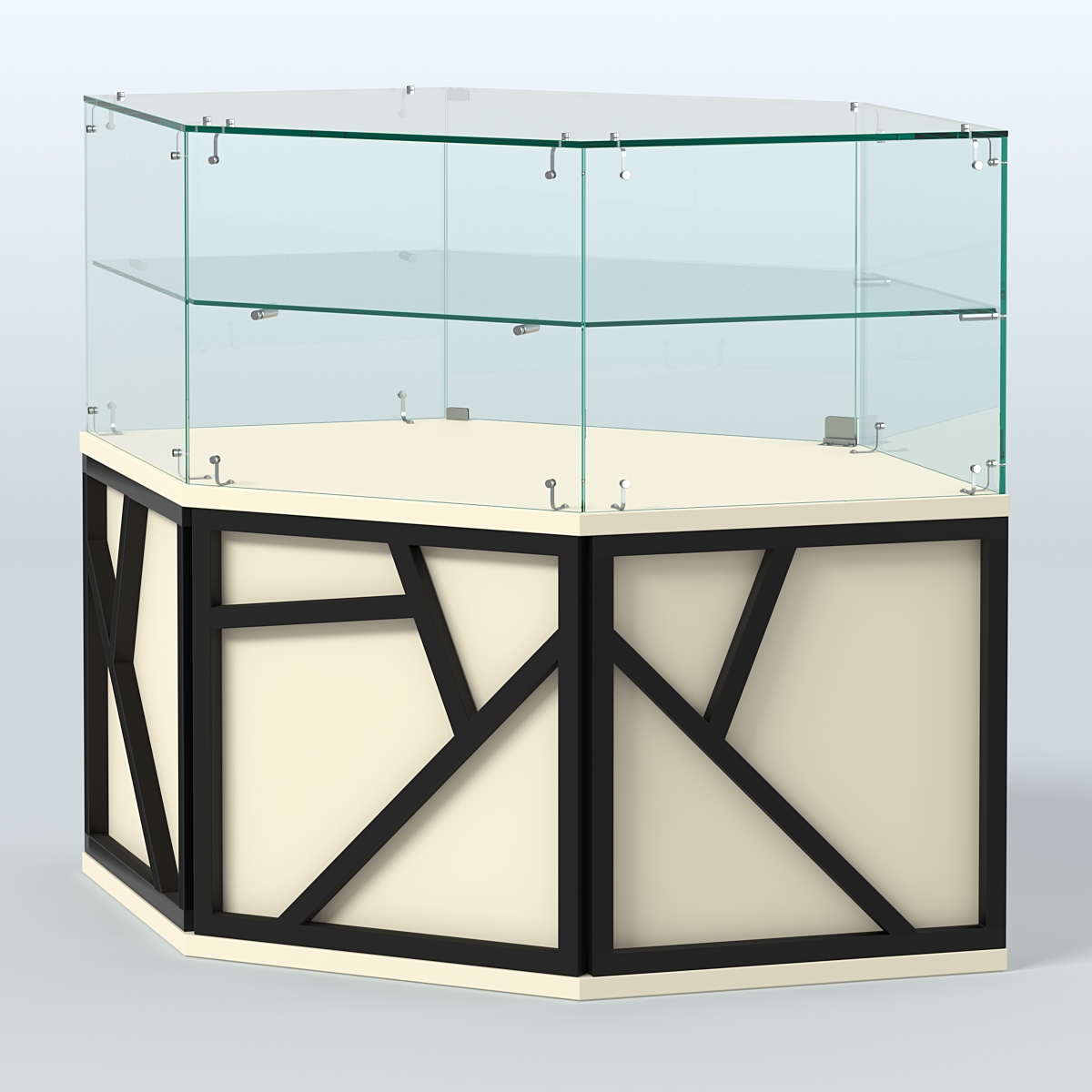 Торговый прилавок низкий шестигранный серии ЛОФТ - АЛЬФА №36 Крем Вайс