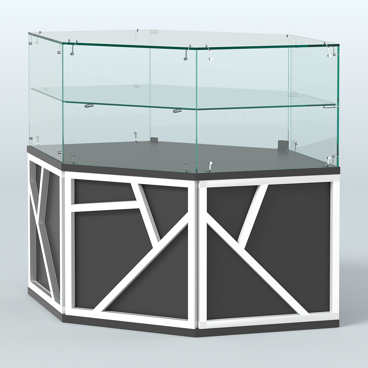 Торговый прилавок низкий шестигранный серии ЛОФТ - АЛЬФА №36 Черный и Белый