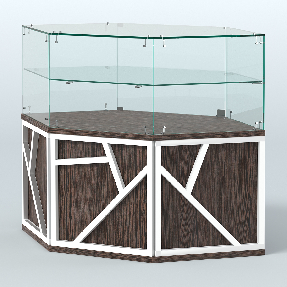 Торговый прилавок низкий шестигранный серии ЛОФТ - АЛЬФА №36 Дуб Венге + Белый