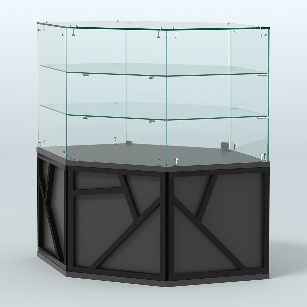 Торговый прилавок низкий с шести-гранными полками серии ЛОФТ - АЛЬФА №37 Черный