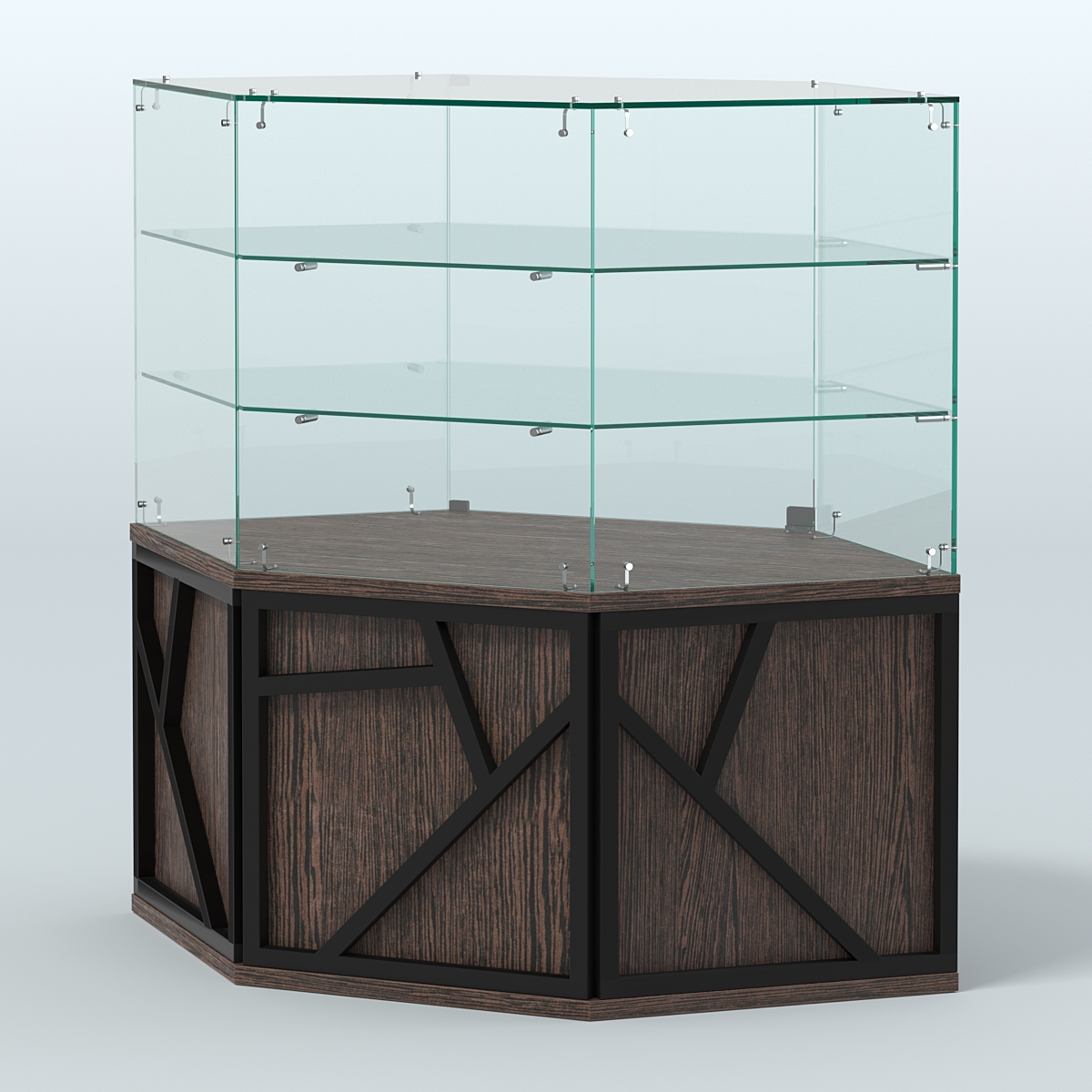 Торговый прилавок низкий с шести-гранными полками серии ЛОФТ - АЛЬФА №37 Дуб Венге