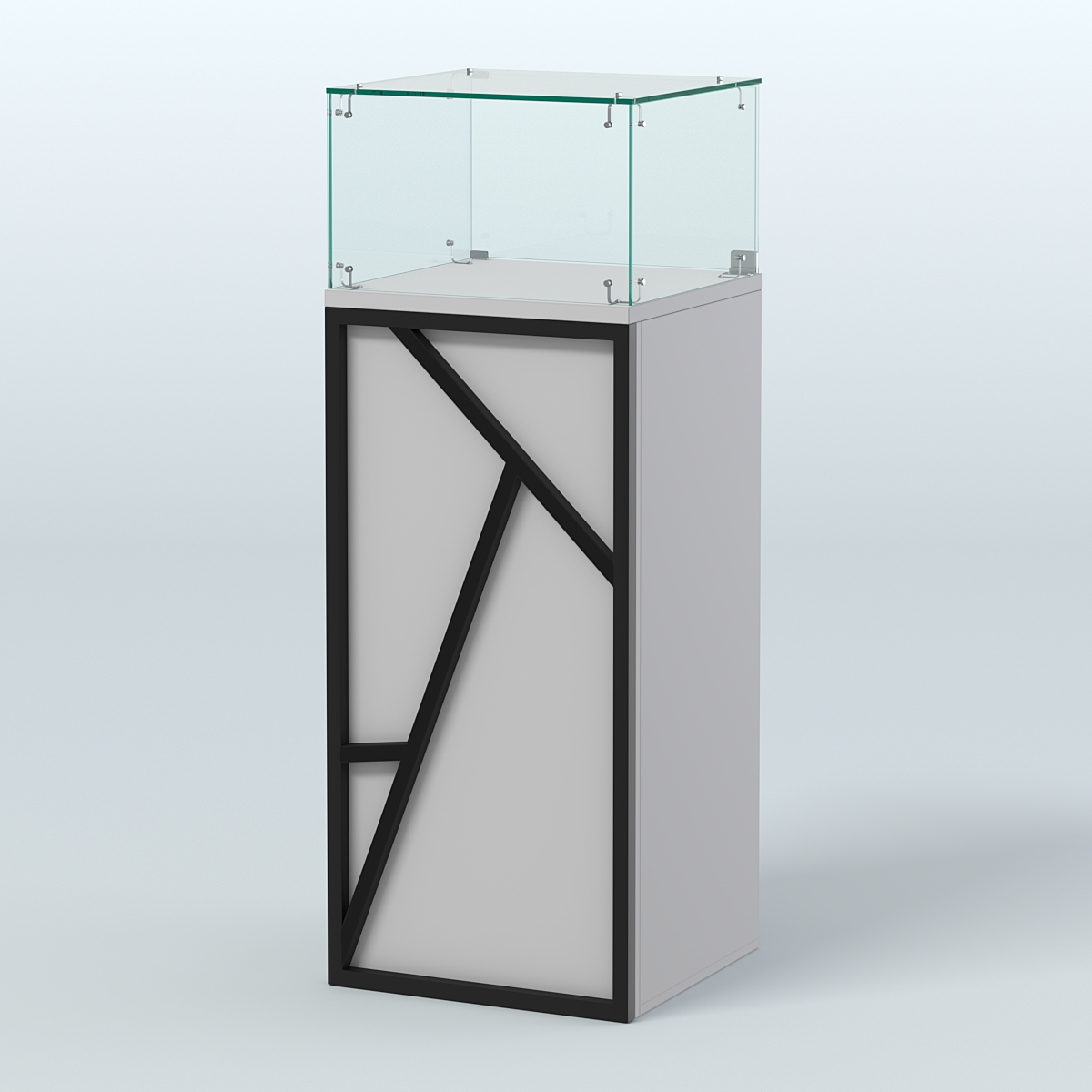 Торговый прилавок с прозрачным верхом серии ЛОФТ - АЛЬФА №11 Серый