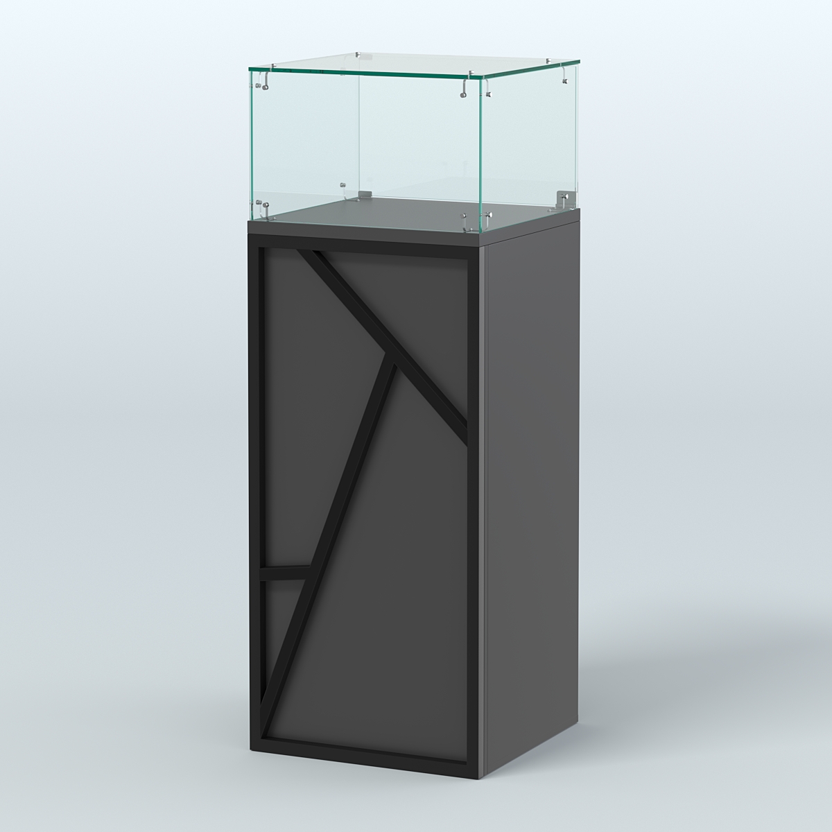 Торговый прилавок с прозрачным верхом серии ЛОФТ - АЛЬФА №11 Черный