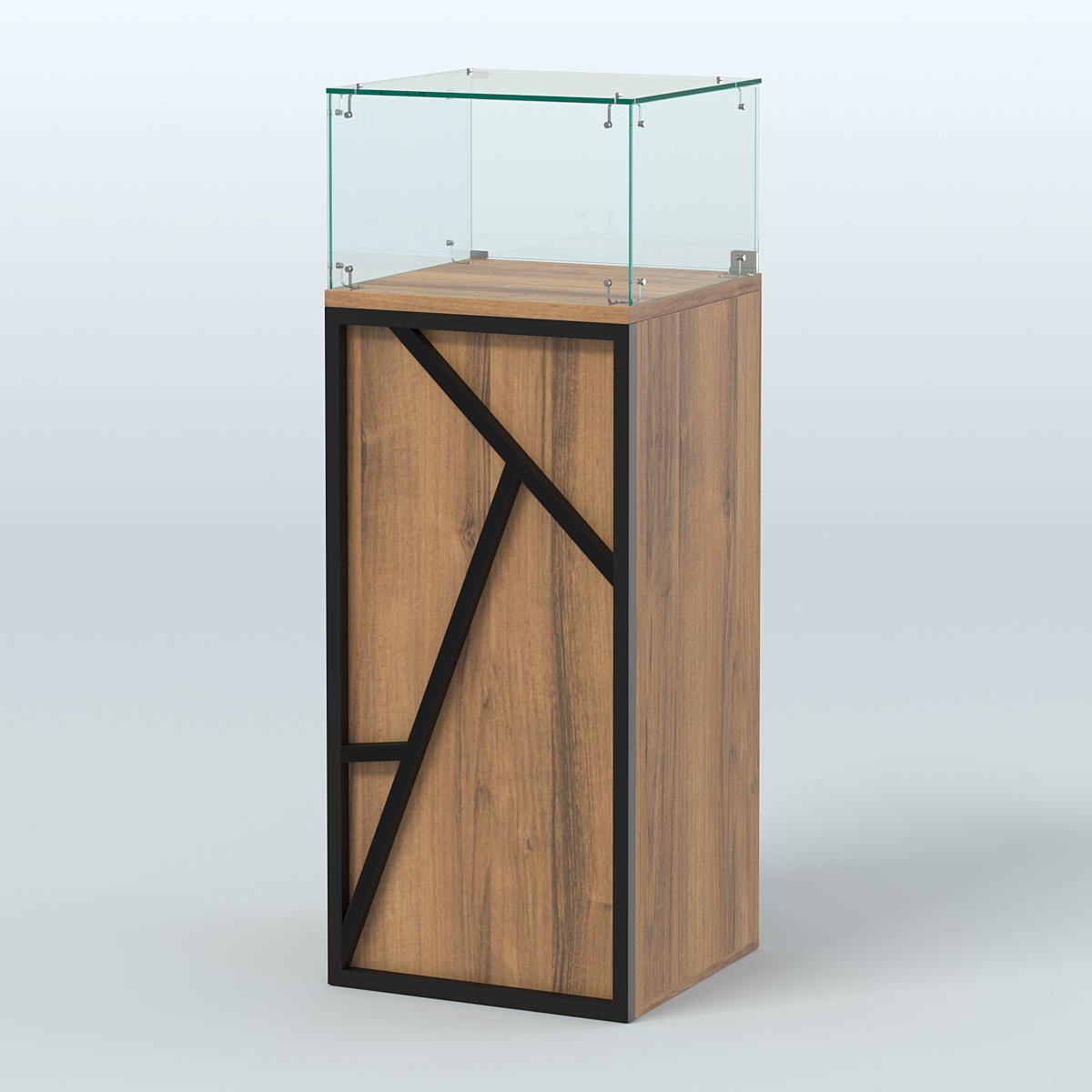 Торговый прилавок с прозрачным верхом серии ЛОФТ - АЛЬФА №11 Орех