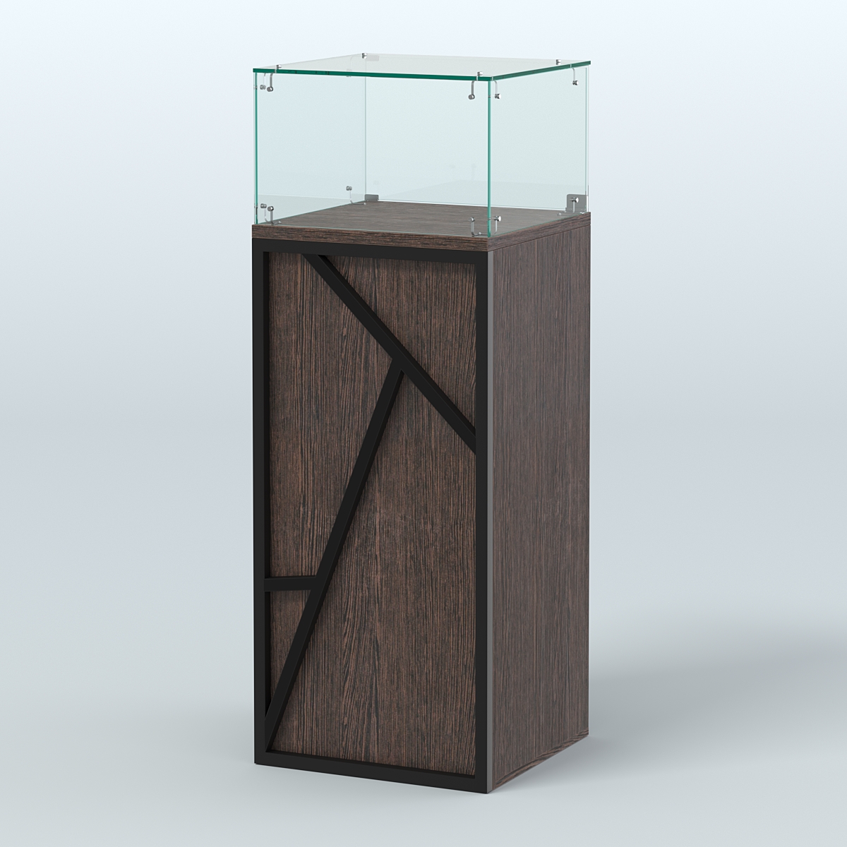 Торговый прилавок с прозрачным верхом серии ЛОФТ - АЛЬФА №11 Дуб Венге