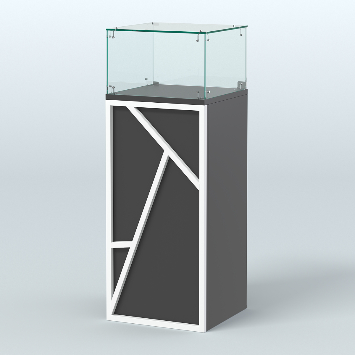 Торговый прилавок с прозрачным верхом серии ЛОФТ - АЛЬФА №11 Черный и Белый