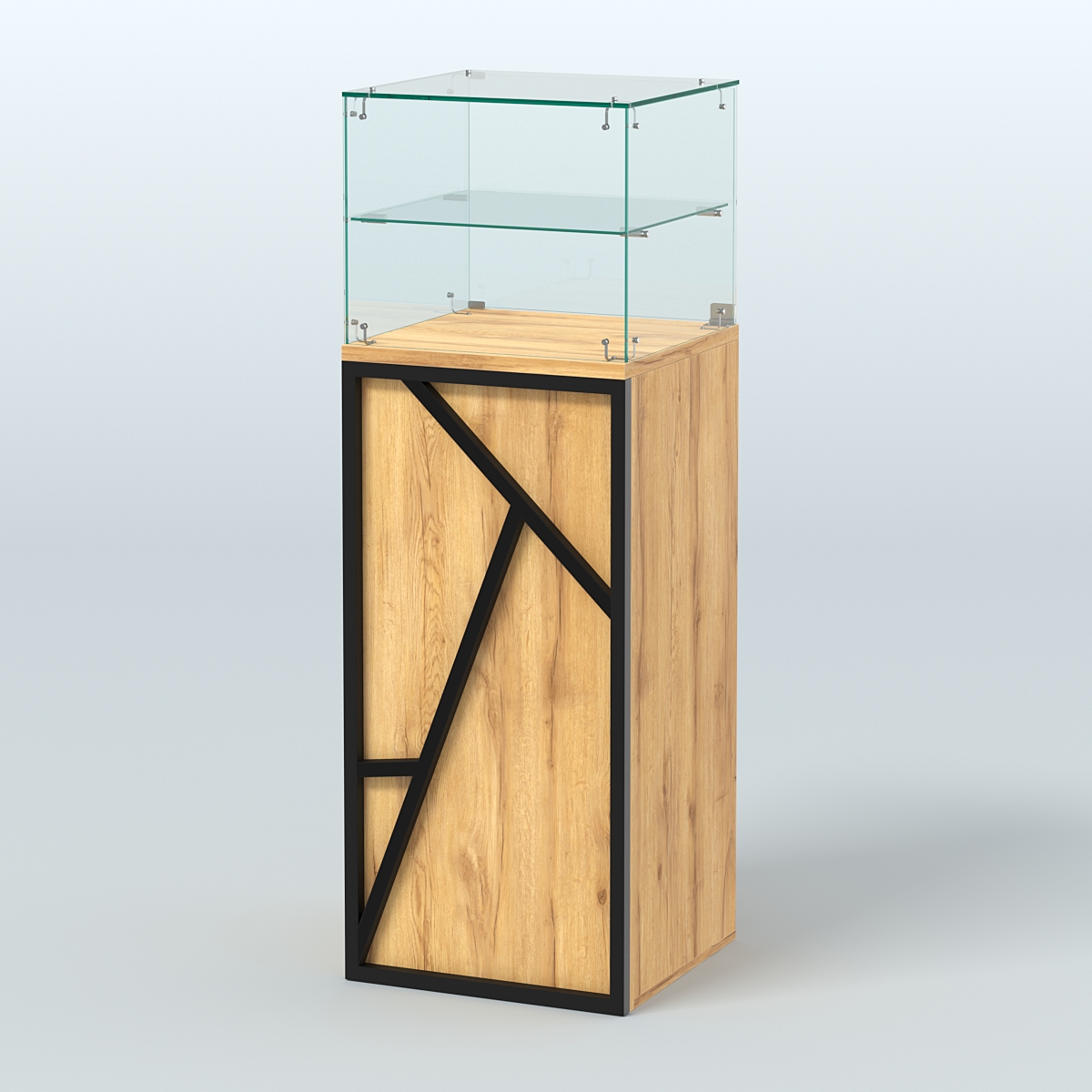 Торговый прилавок квадратный серии ЛОФТ - АЛЬФА №12 Дуб Золотистый