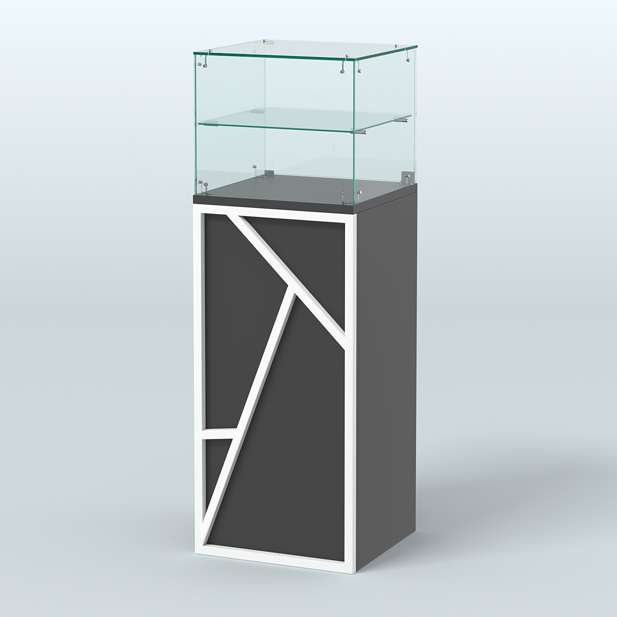 Торговый прилавок квадратный серии ЛОФТ - АЛЬФА №12 Черный и Белый