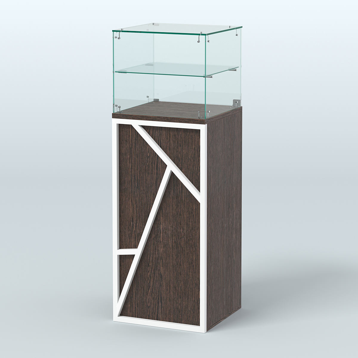 Торговый прилавок квадратный серии ЛОФТ - АЛЬФА №12 Дуб Венге + Белый