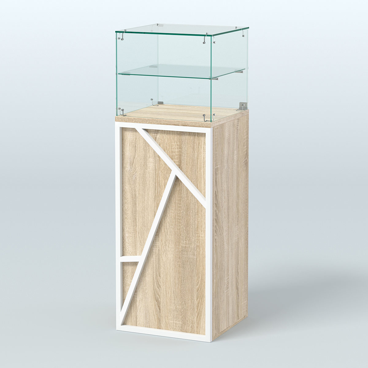 Торговый прилавок квадратный серии ЛОФТ - АЛЬФА №12 Дуб Сонома + Белый