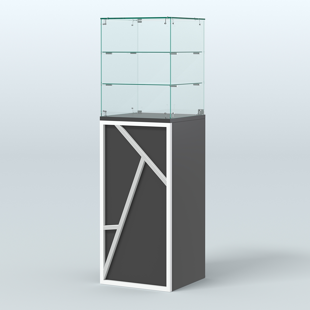 Торговый прилавок малый со стеклянным колпаком серии ЛОФТ - АЛЬФА №13 Черный и Белый