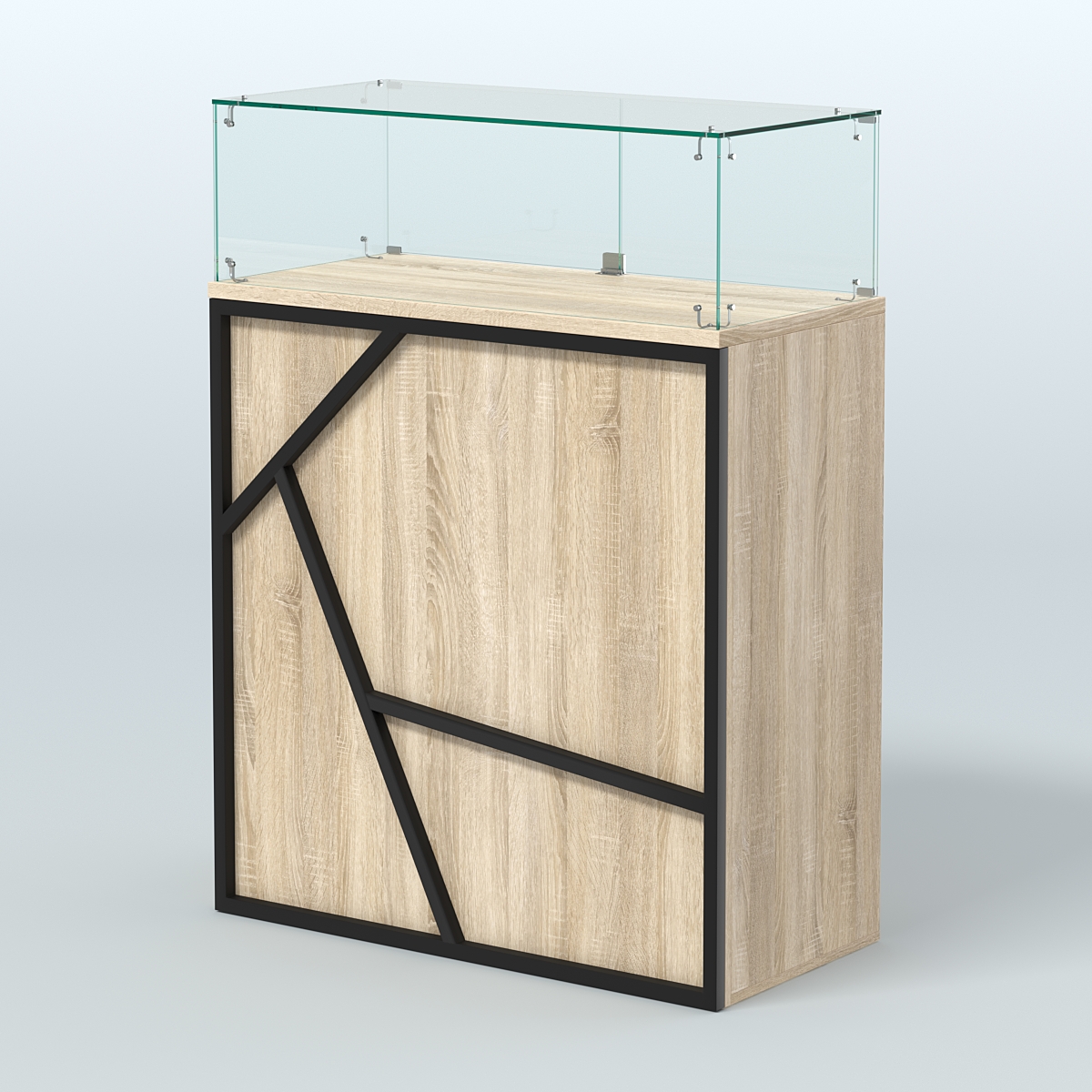 Торговый прилавок прямоугольный серии ЛОФТ - АЛЬФА №1 Дуб Сонома