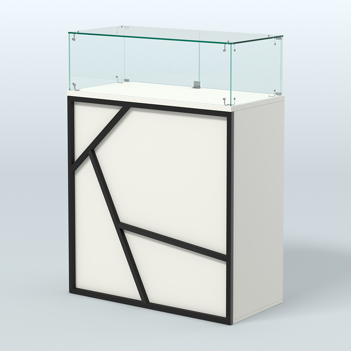 Торговый прилавок прямоугольный серии ЛОФТ - АЛЬФА №1 Белый