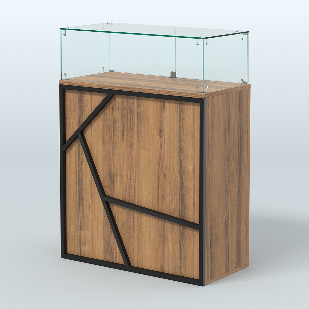 Торговый прилавок прямоугольный серии ЛОФТ - АЛЬФА №1 Орех