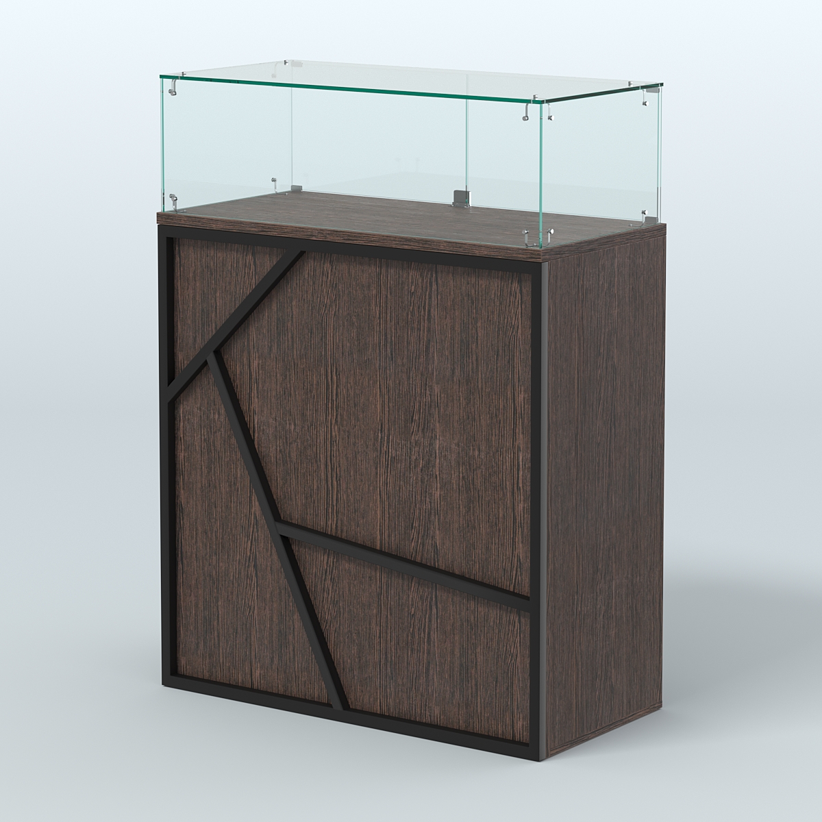 Торговый прилавок прямоугольный серии ЛОФТ - АЛЬФА №1 Дуб Венге